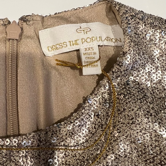 NWT Dress The Population sequin dress, XXS, Sand - Picture 7 of 14